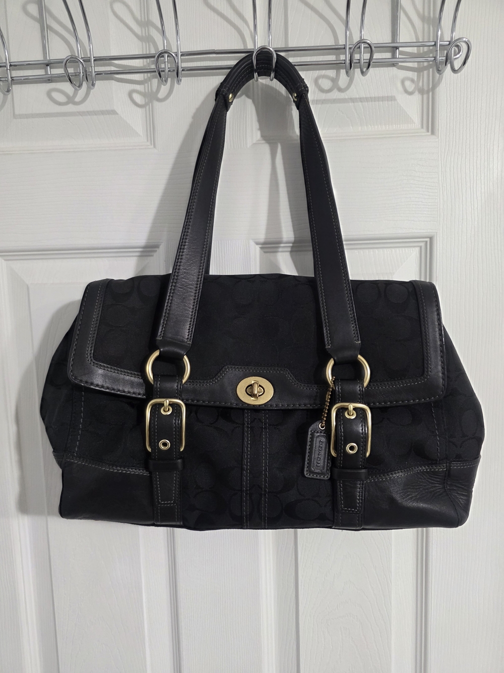 Coach Black Signature Canvas Satchel